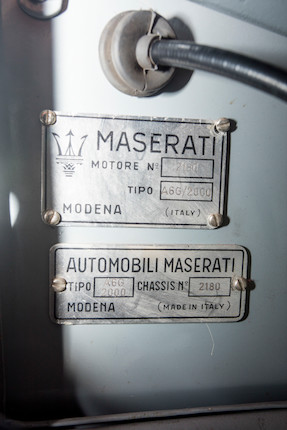 1956 Maserati A6G/54 Gran Sport Spider  Chassis no. 2180 Engine no. 2146 image 9