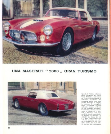 1956 Maserati A6G/54 Gran Sport Spider  Chassis no. 2180 Engine no. 2146 image 3