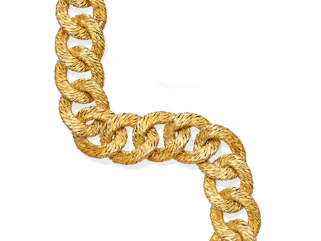 An 18k gold link bracelet, Bulgari