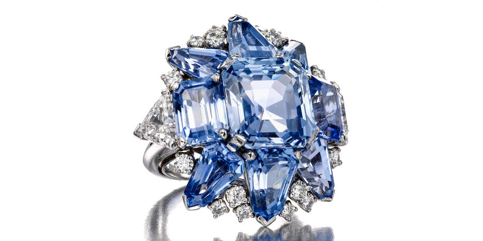 A sapphire and diamond ring, Oscar Heyman,