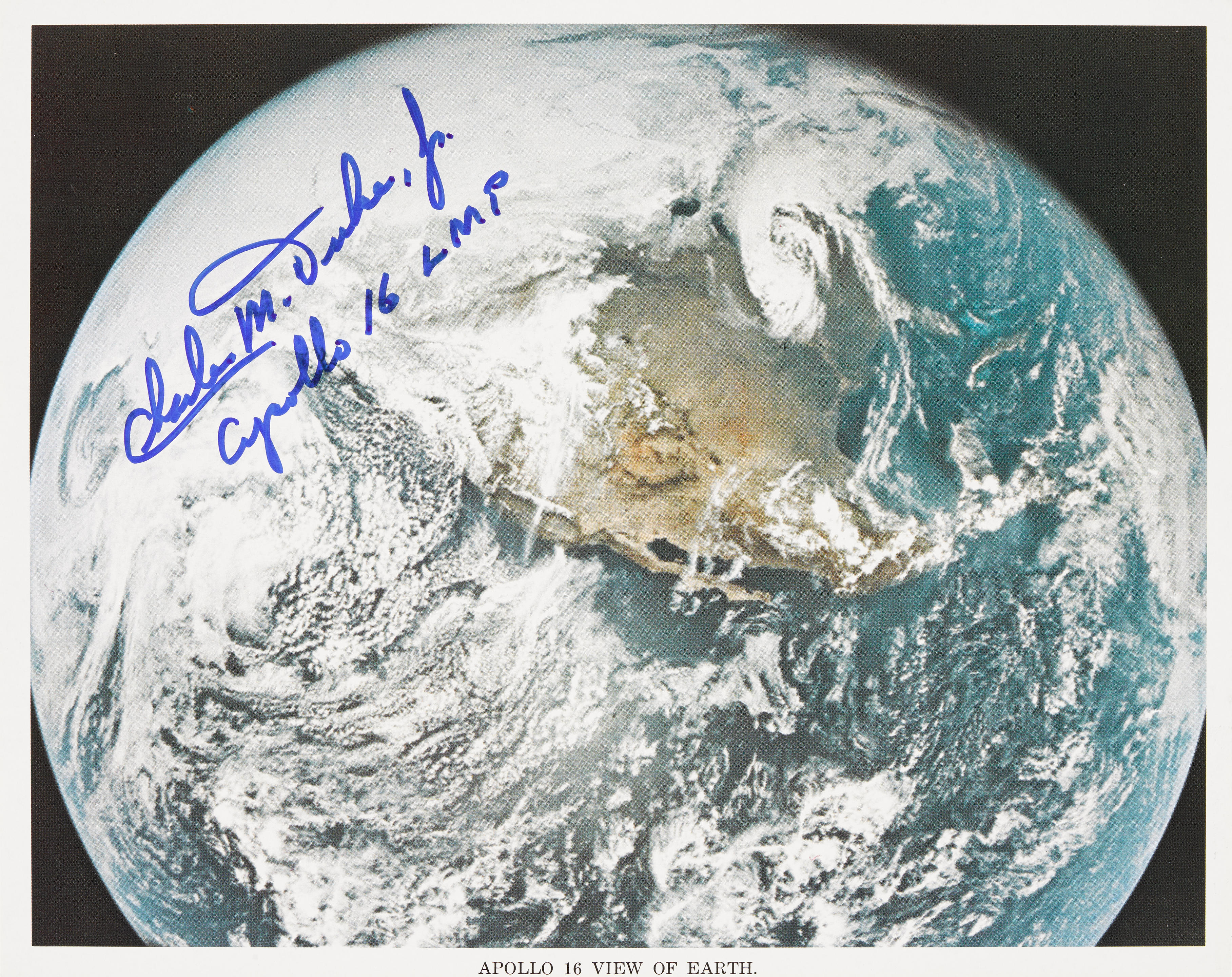 APOLLO 16 LEAVES EARTH ORBIT FOR THE MOON SIGNED