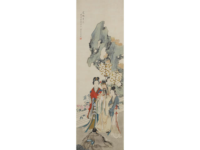 Huang Shanshou (1855-1919) Two paintings of Figures in Gardens