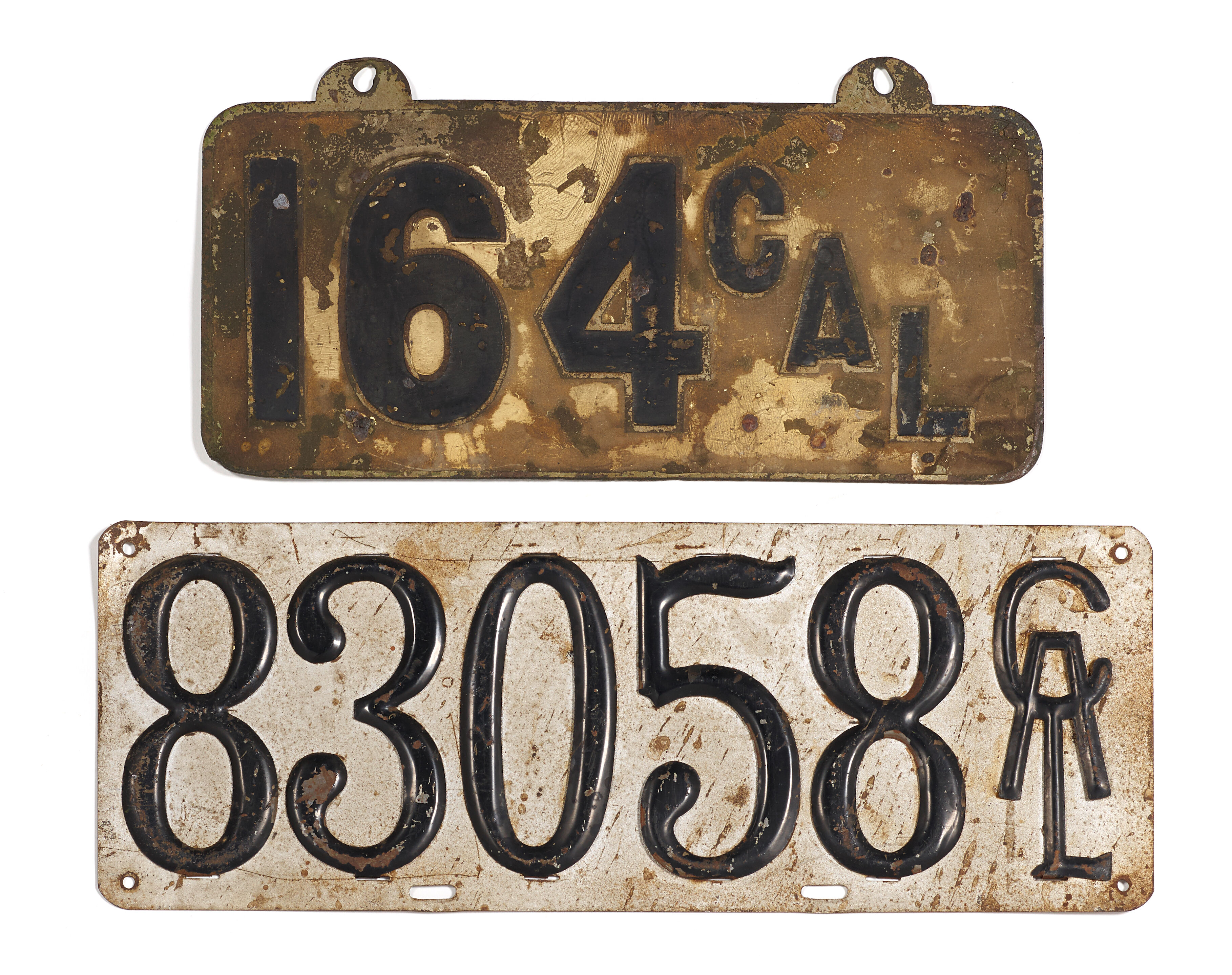 First California Tag Bonhams Cars : Two early California license plates, believed pre-1913,