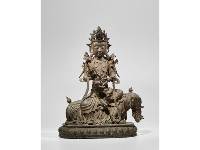 A bronze figure of Samantabhadra Ming dynasty, dated Tianqi fourth year corresponding to 1624