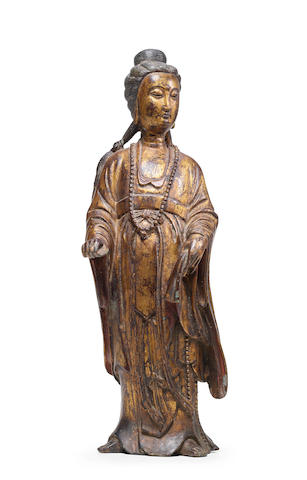 A GILT-LACQUERED BRONZE FIGURE OF GUANYIN 17th/18th century