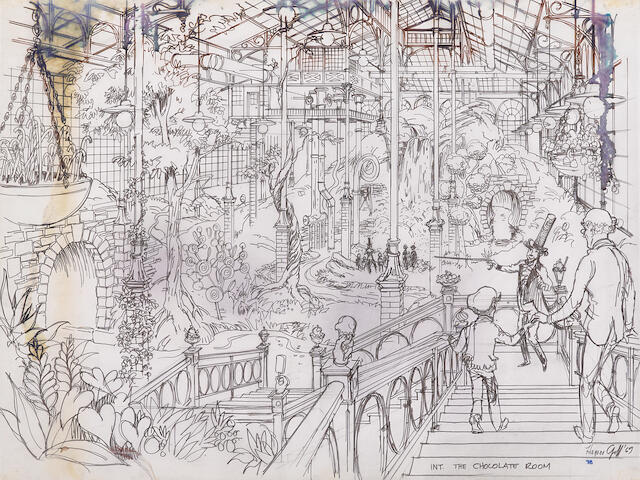 Bonhams A Harper Goff Design Of The Chocolate Room For Willy Wonka And The Chocolate Factory With Candy Tree Designs