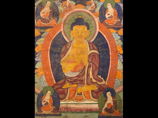 A Massive Thangka of Shakyamuni Tibet, Late 19th/Early20th century