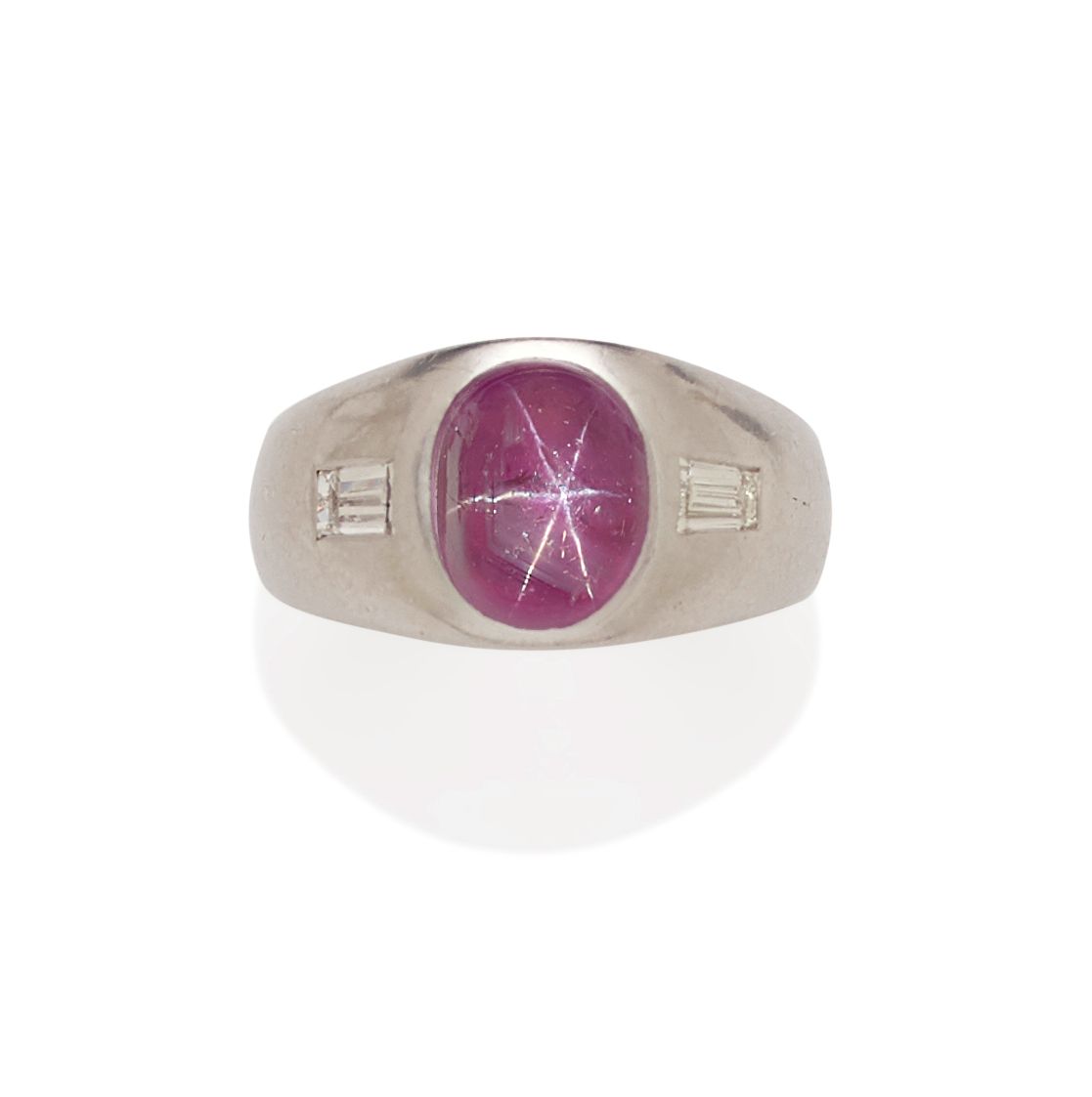 A star ruby, diamond and platinum ring