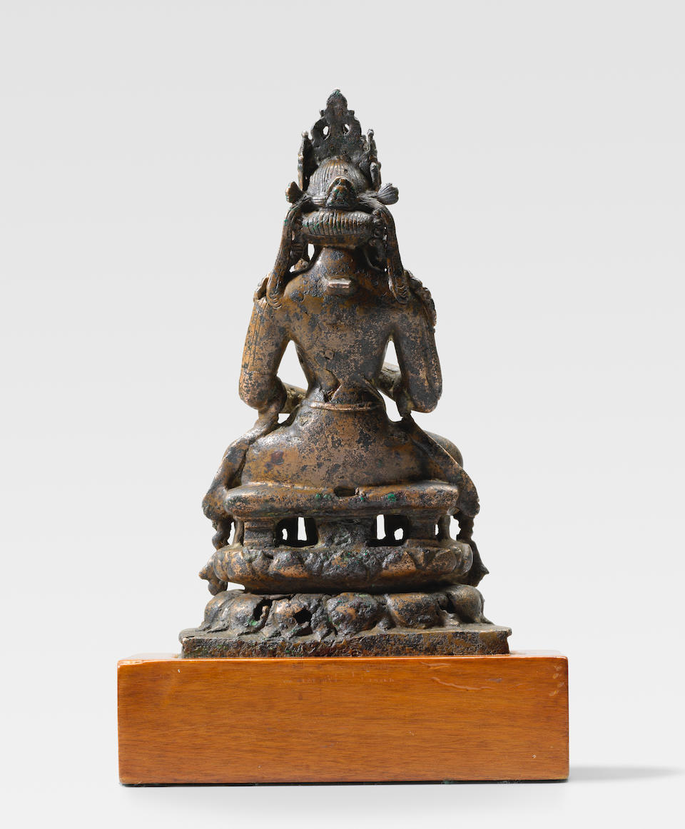 A SILVER INLAID COPPER ALLOY FIGURE OF VAIROCANA SWAT VALLEY, 8TH/9TH CENTURY