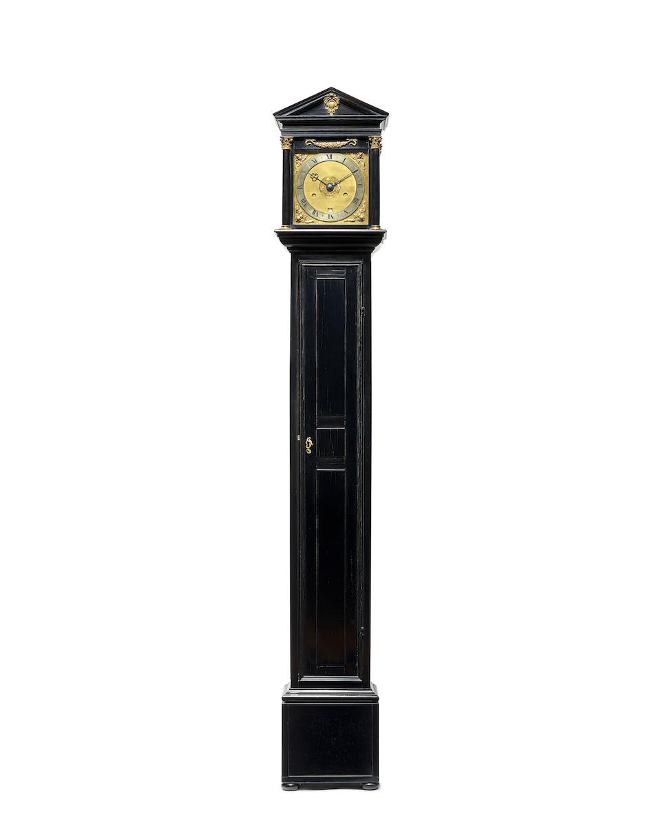 A rare architectural period ebony veneered longcase clock with verge pendulum escapement Joseph Knibb, Oxford. Circa 1665-70