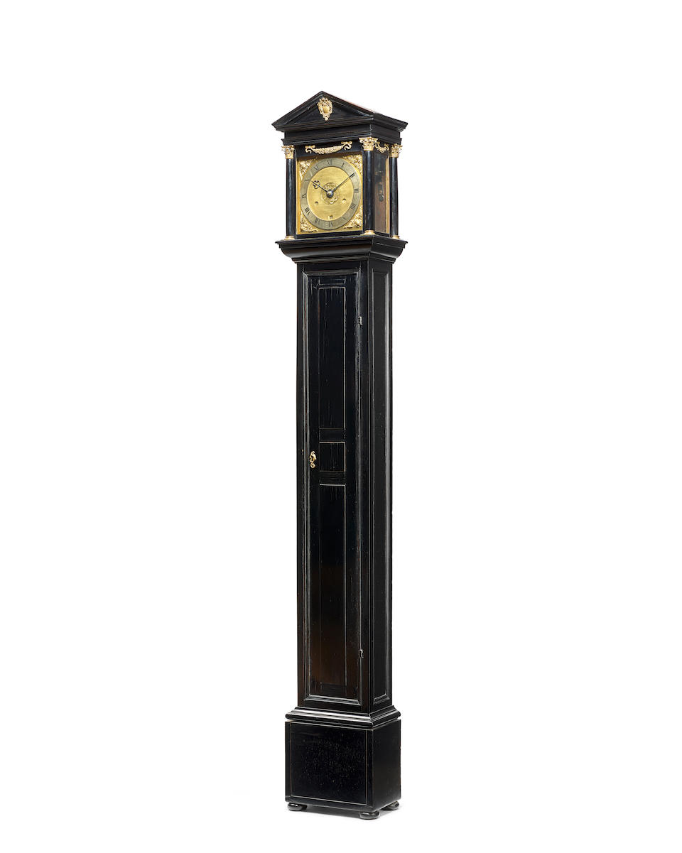 A rare architectural period ebony veneered longcase clock with verge pendulum escapement Joseph Knibb, Oxford. Circa 1665-70