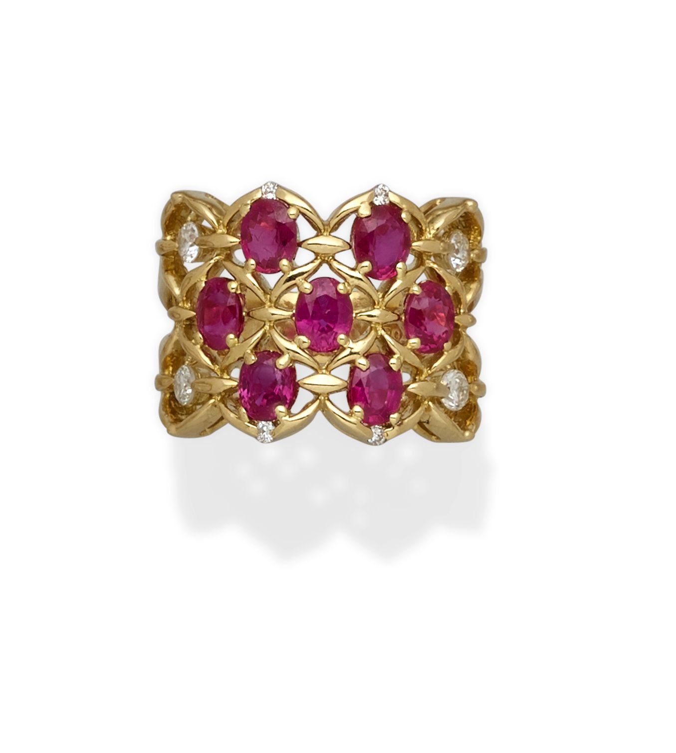 A Ruby, Diamond and 18k Gold Ring