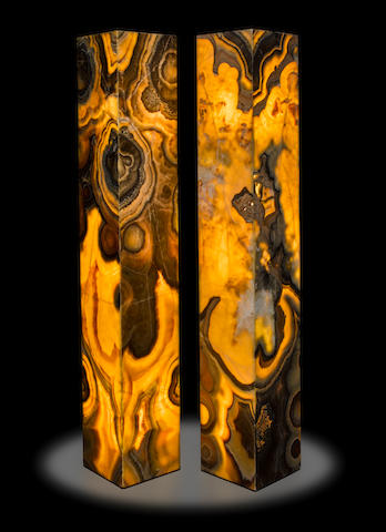 Pair of Banded Onyx Luminaires