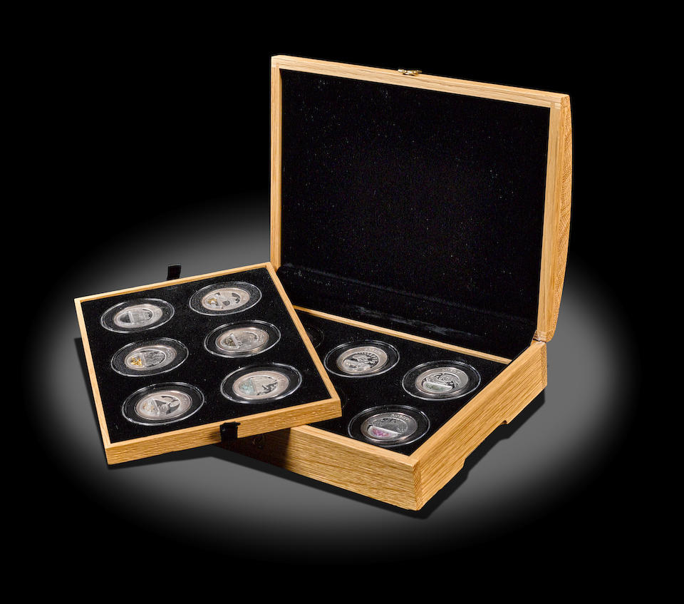 Limited Edition Set of 12 Silver-plated Commemorative Coins with Minerals