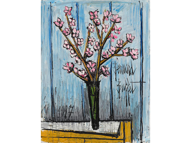 Bernard Buffet (1928-1999) Branches de cerisiers en fleurs 25 5/8 x 19 3/4 in (65.1 x 50 cm) (Painted in 1997)