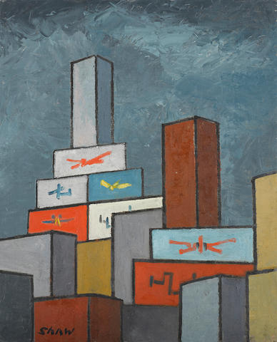 Charles Green Shaw (1892-1974) Untitled (City Skyline) 20 x 16in (Painted circa 1930s.)