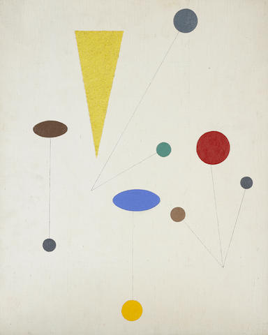 Charles Green Shaw (1892-1974) Untitled (Abstract Circles, Ovals and Triangle) 20 1/8 x 16 1/8in