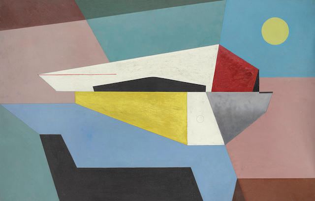 Charles Green Shaw (1892-1974) Untitled (Atomic Flight) 32 x 50in (Painted in 1945.)