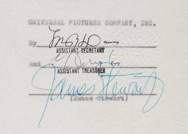 A James Stewart twice-signed contract