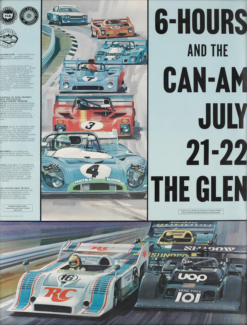 Bonhams : 8 assorted Motoring and Motor Racing themed posters