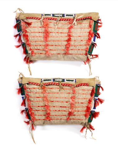 A pair of Northern Plains beaded and quilled possible bags