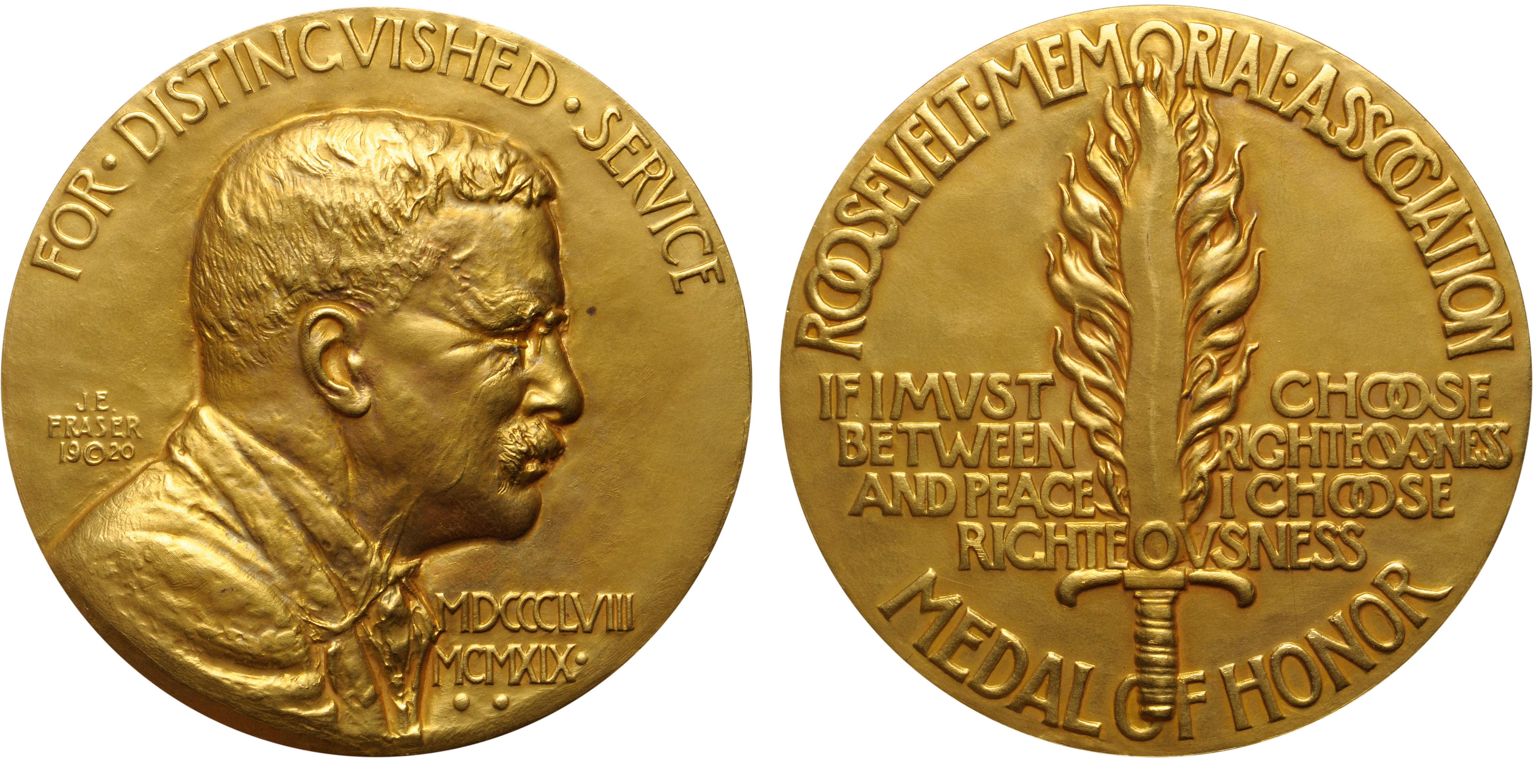 Gold Roosevelt Memorial Association Medal of Honor Presented to Hamlin Garland