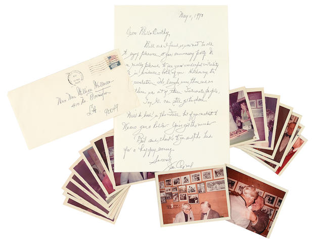 A James Cagney handwritten letter to William Wellman with personal color snapshots