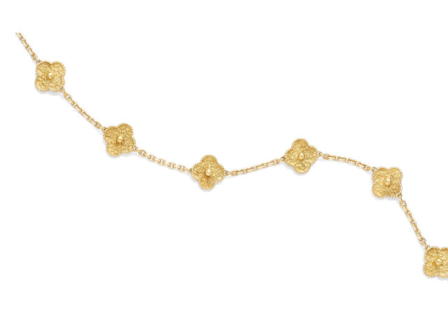 An 18k gold 'Alhambra' necklace, Van Cleef & Arpels, New York