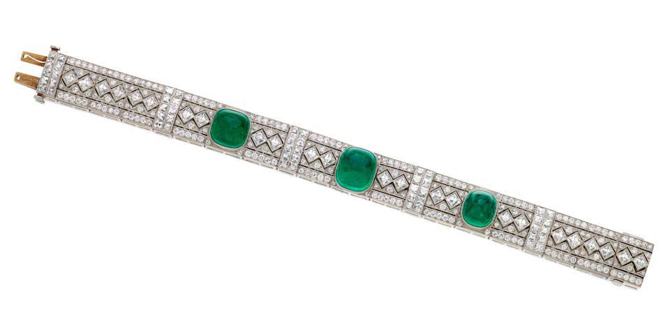 An emerald and diamond bracelet, Tiffany & Co.,