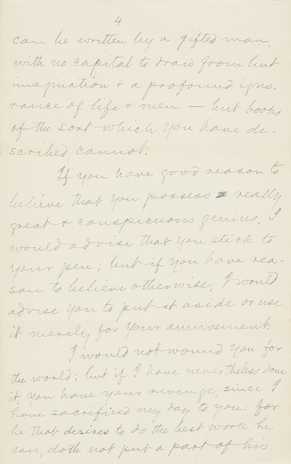 CLEMENS, SAMUEL LANGHORNE. 1835-1910. Autograph Letter Signed ("S.L. Clemens") to Bruce W. Munro, offering extensive hard-earned advice on writing to a young author,