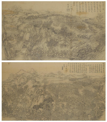 TWO IMPERIAL COPPERPLATE PRINTS Daoguang Period, 1830