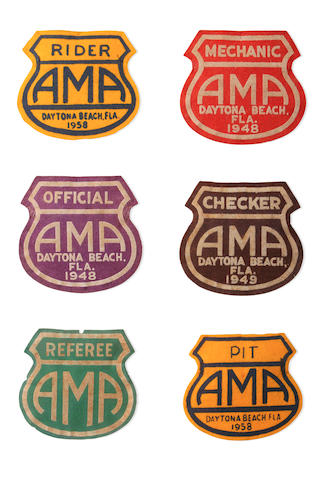 An Official's patch collection from the AMA Daytona Beach Races,  (6)