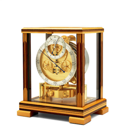Jaeger Le Coultre. A fine and unusual inlaid wood limited edition Atmos clock                                       Atmos Regulateur, No. 14 / 50, circa 2000