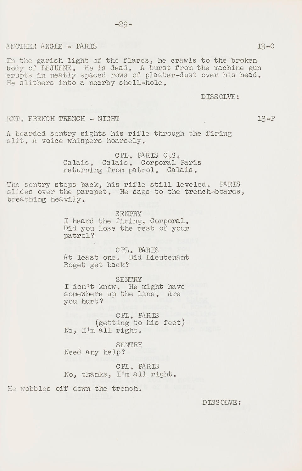 A screenplay of Paths of Glory