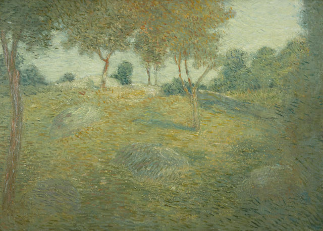 Julian Alden Weir (1852-1919) Connecticut Landscape 24 x 33 1/2in (Painted circa 1895.)