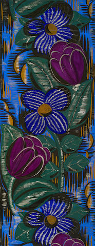 RAOUL DUFY (1877-1953) Etude pour un tissu des ateliers Bianchini-Perier 26 1/6 x 10 1/2 in (66.8 x 26.7 cm)