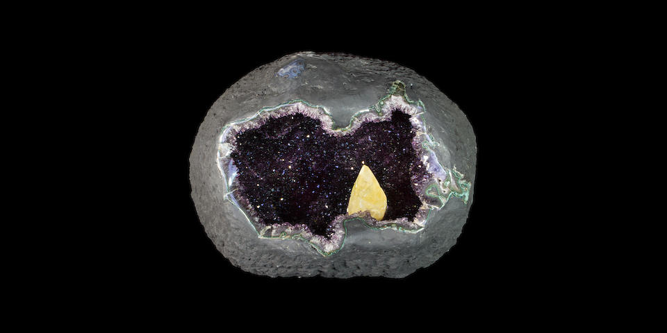 Superb Gem Amethyst Cave with Calcite Crystal
