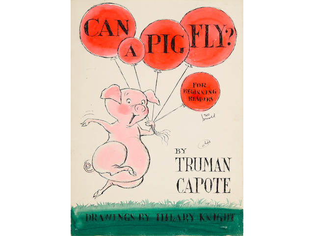 ARCHIVE OF ORIGINAL ART FOR AN UNREALIZED HILARY KNIGHT COLLABORATION WITH TRUMAN CAPOTE, CAN A PIG FLY?  Capote, Truman. 1924-1984. Knight, Hilary, illus. Eight original artworks by Knight for an unpublished picture book in the Random House "Beginner Books" series,