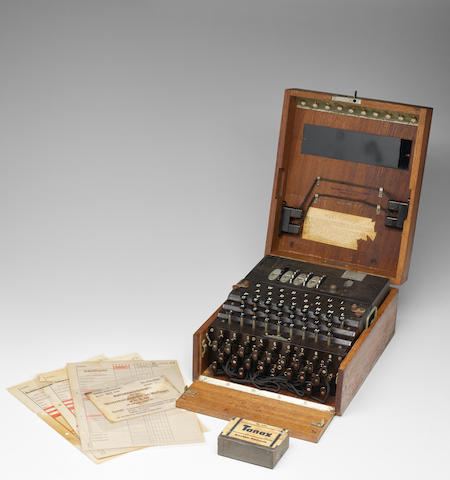 M4 Enigma machine for German naval use. A German Naval 4-rotor Enigma enciphering machine (M4).  Made by Heimsoeth and Rinke, Berlin, 1943.