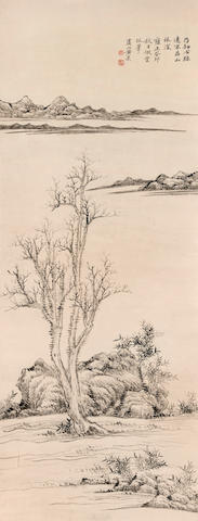 Huang Ding (1660-1730) Landscape After Ni Zan, 1723