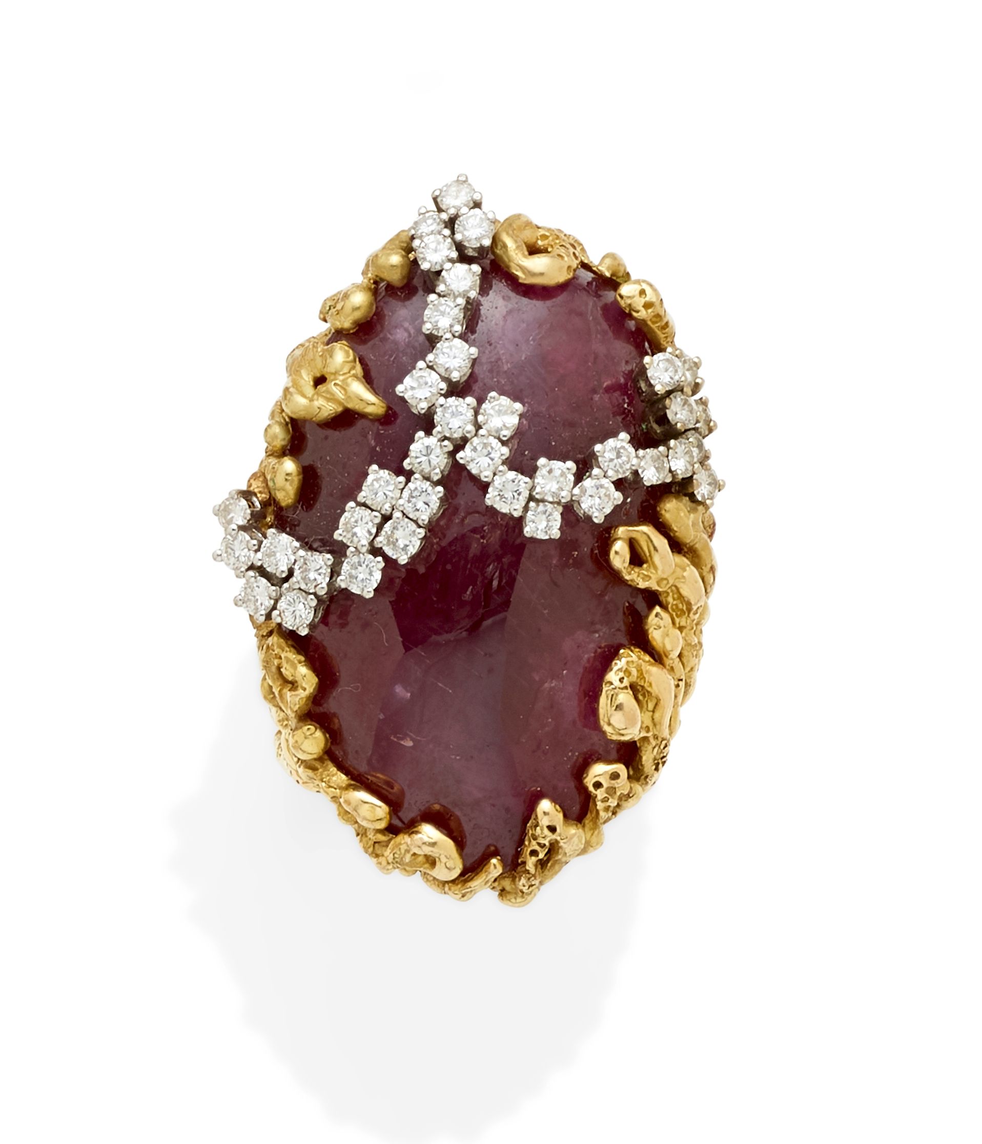 A ruby, diamond and 18k gold ring