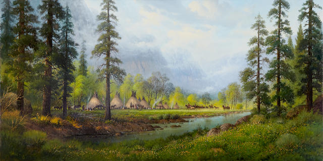 Gerald Harvey (1933-2017) Land of the Yosemite 50 x 98in (Painted in 1980.)