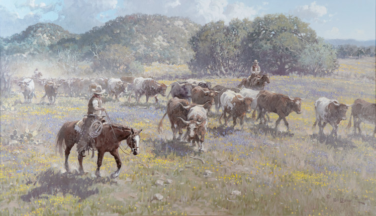 Melvin Warren (1920-1995) The Chisholm Trail 36 x 60in (Painted in 1986.) image 1
