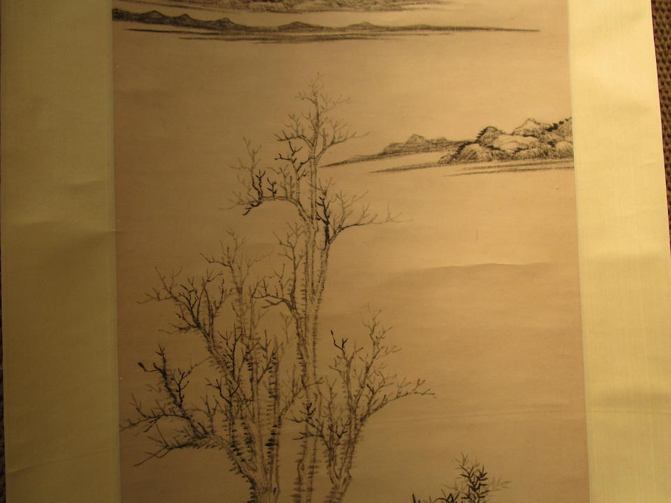 Huang Ding (1660-1730) Landscape After Ni Zan, 1723