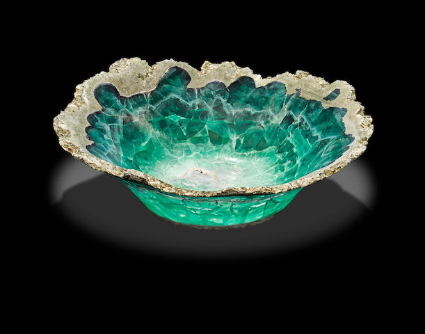Fluorite Bowl with Pyrite Rim by Gerhard Becker