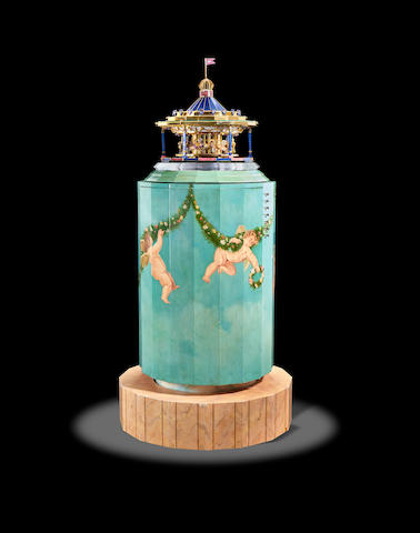 Magnificent Illuminated/Automated Musical Gemstone and Gold Carousel by Andreas von Zadora-Gerlof