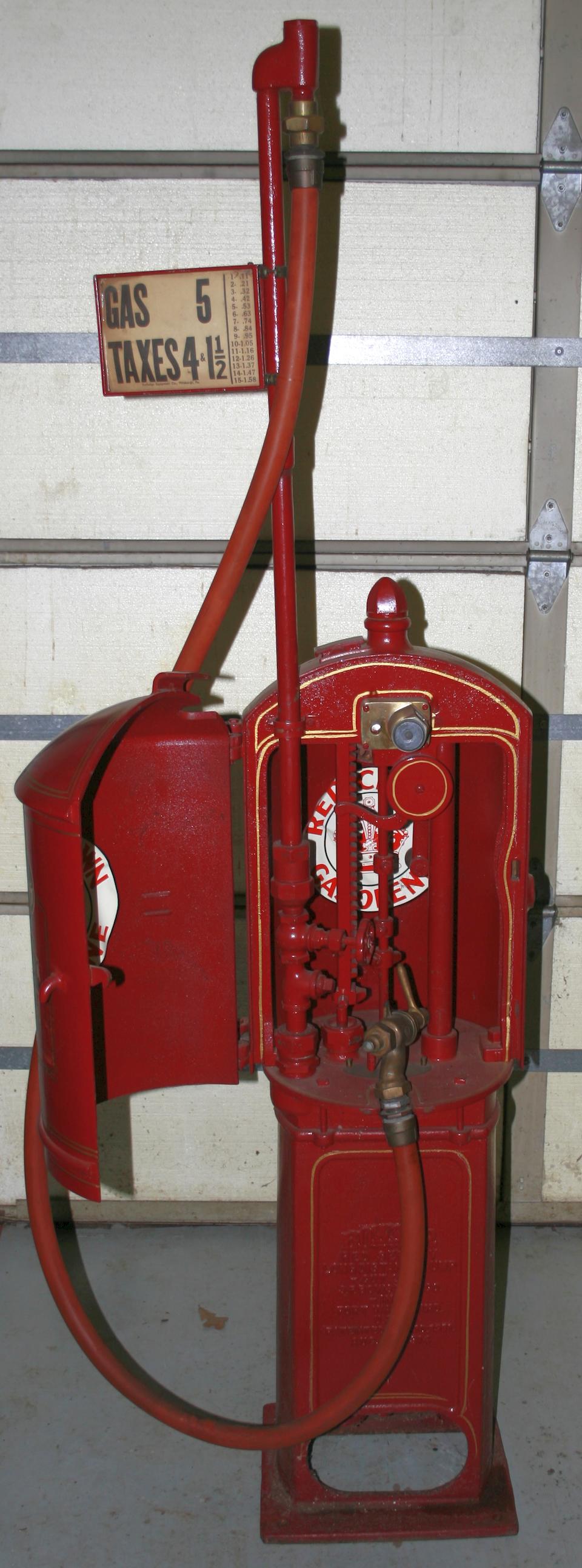 A BOWSER 'RED SENTRY' MODEL 241 GASOLINE PUMP, PATENTED 1911 AND 1914,