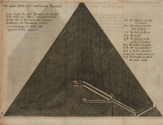 SIR ISAAC NEWTON'S COPY, WITH DIRECT BEARING ON HIS RESEARCHES. GREAVES, JOHN. 1602-1652.  Pyramidographia or a Description of the Pyramids in Aegypt. London George Badger, 1646. image 1