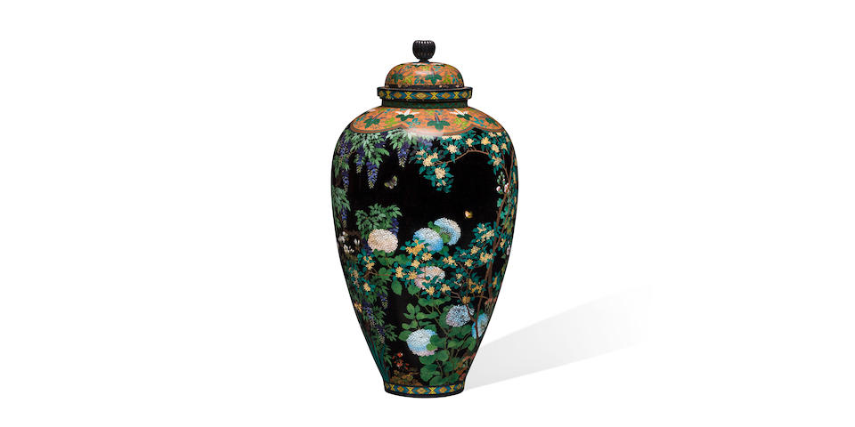 Namikawa Yasuyuki (1845-1927) A large and important cloisonn&#233;-enamel vase and coverMeiji era (1868-1912), circa 1900