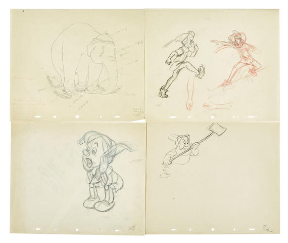 Bonhams : A group of production drawings from various Disney feature films